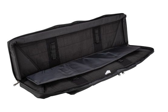 Elite Tactical 43" Double Rifle Case in Black from Bulldog Cases has a quilted lining interior with adjustable Velcro tie downs